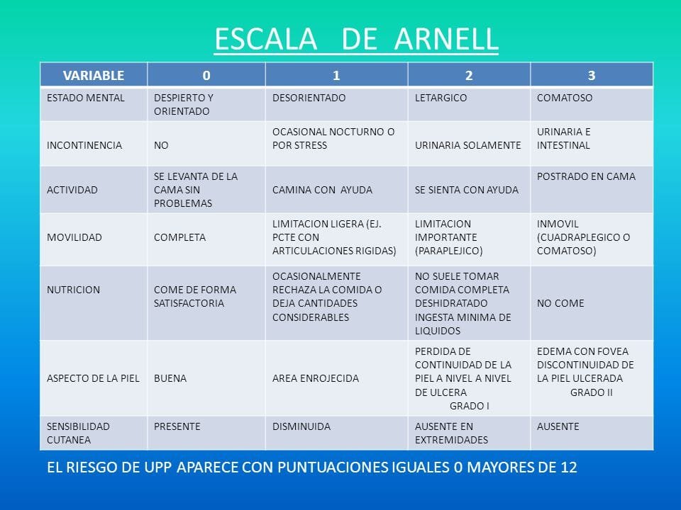 Escalas de Úlceras por presión 10 arnel